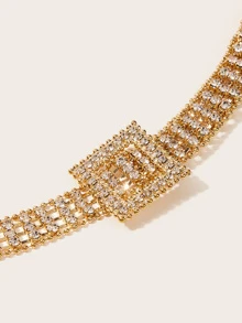 1pc Women Fashionable Rhinestone Studded Waist Chain - Gold - View 2
