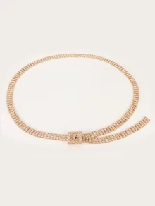 1pc Women Fashionable Rhinestone Studded Waist Chain - Gold - View 1