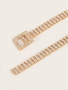 1pc Women Fashionable Rhinestone Studded Waist Chain - Gold - View 3