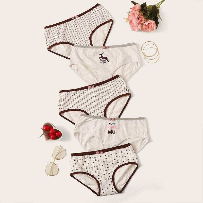 

Mixed Print Panty Set 5pack, Multicolor