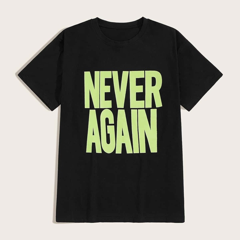 

Guys Letter Print Short Sleeve Tee, Black