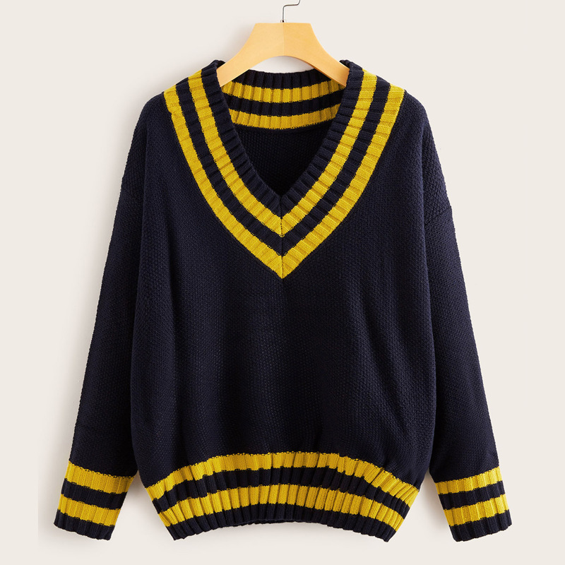 

V-neck Drop Shoulder Cricket Jumper, Navy