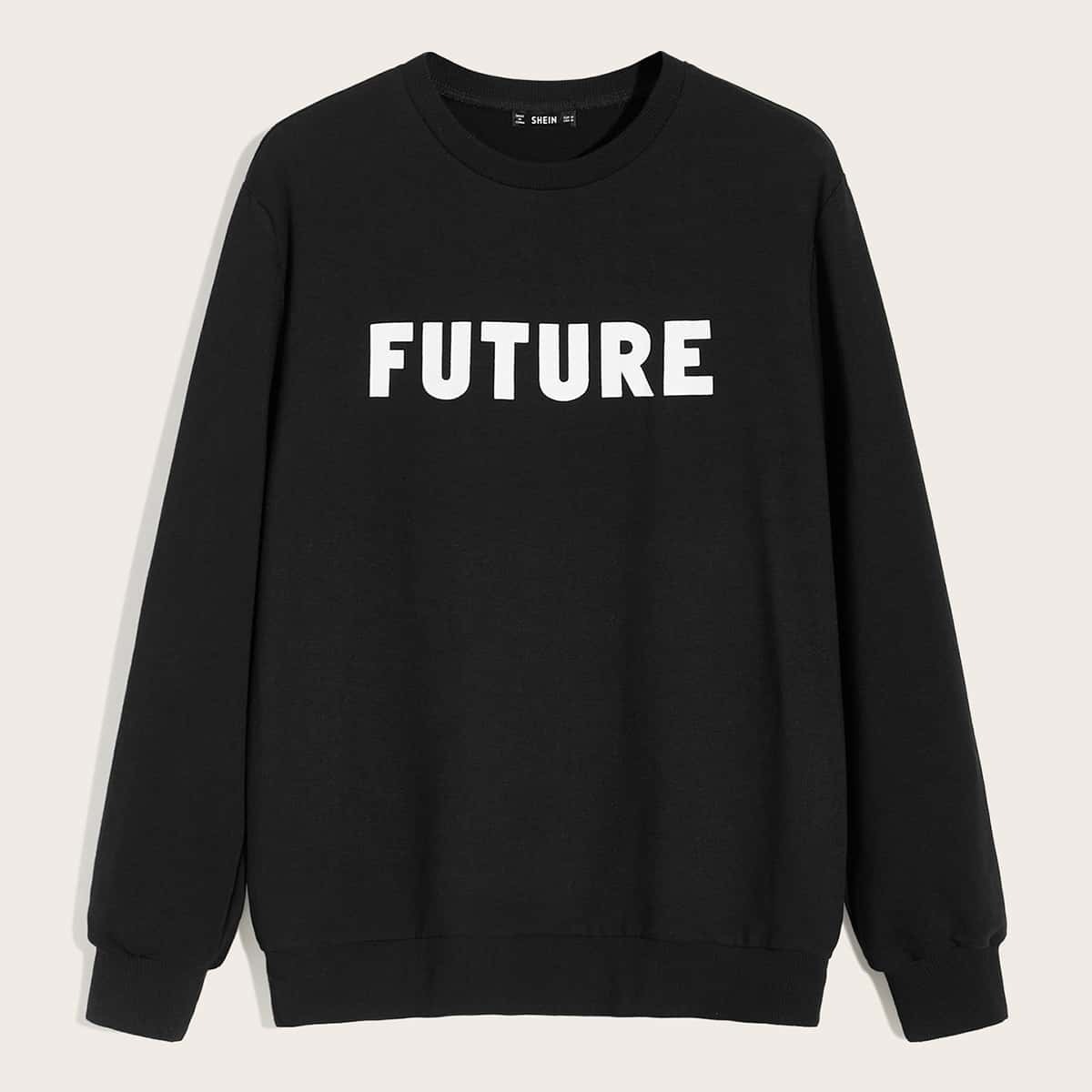 

Guys Letter Graphic Pullover, Black