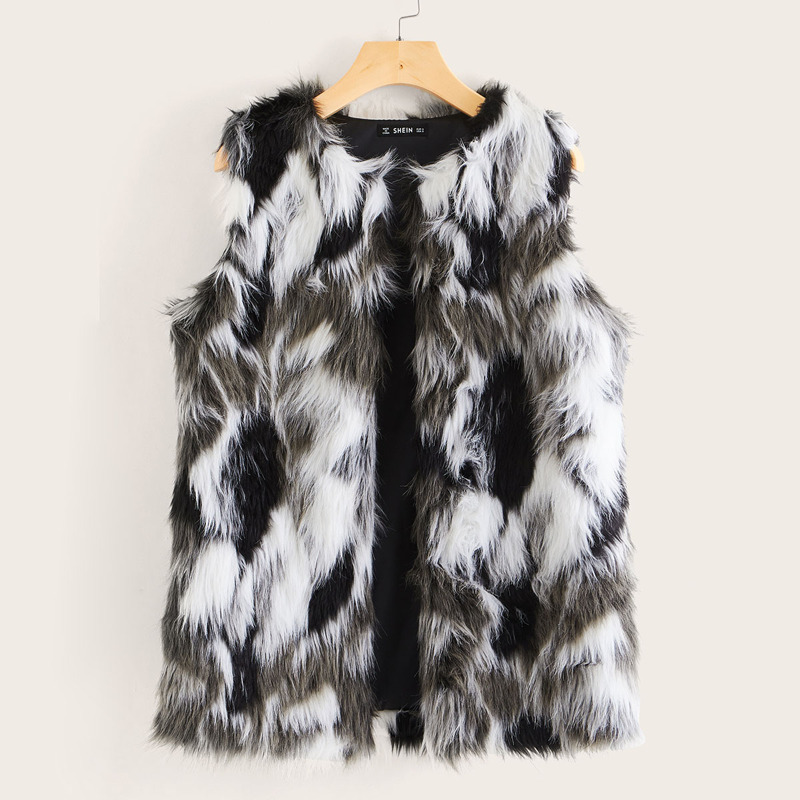 

Colorblock Faux Fur Vest, Multicolor