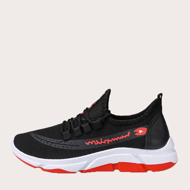 

Guys Lace-up Front Letter Print Sneakers, Black
