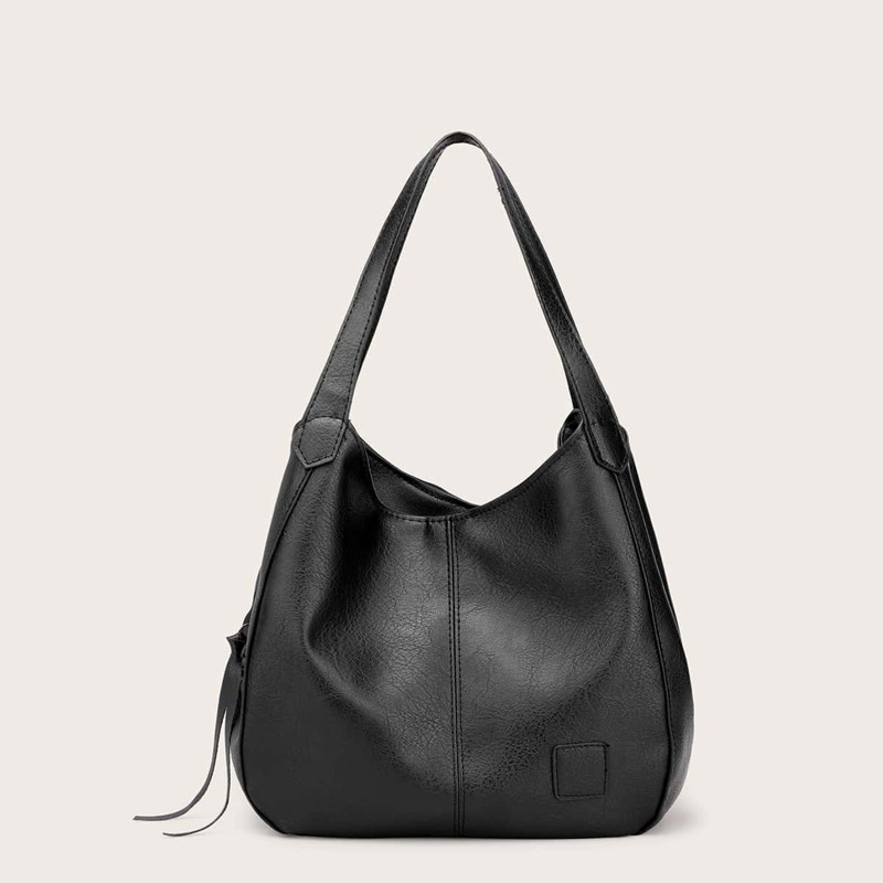 

Double Handle Shoulder Bag, Black