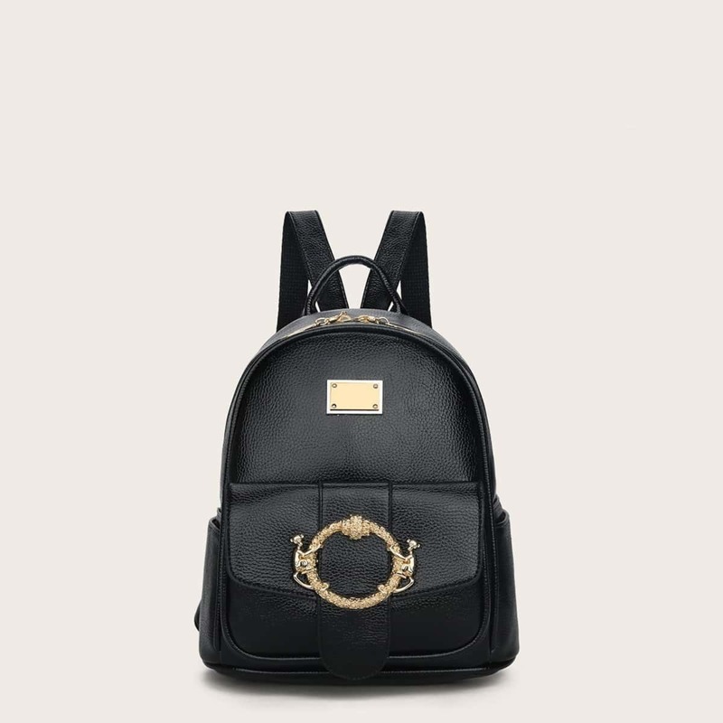 

Metal Ring Front Backpack, Black