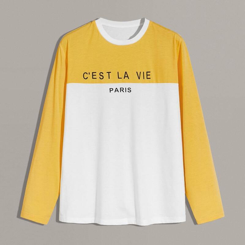 

Guys Two Tone Letter Print Tee, Multicolor