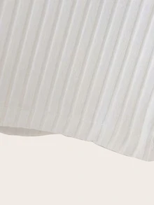 Suéter tejido de canalé de manga gigot - Blanco - Ver 5