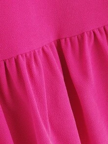 SHEIN Solid High-Low Ruffled Top - Hot Pink - View 3