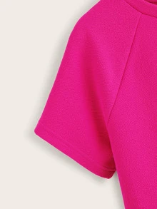 SHEIN Solid High-Low Ruffled Top - Hot Pink - View 4