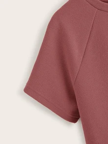SHEIN Top peplum de manga raglán unicolor - Rosa Oxidada - Ver 4