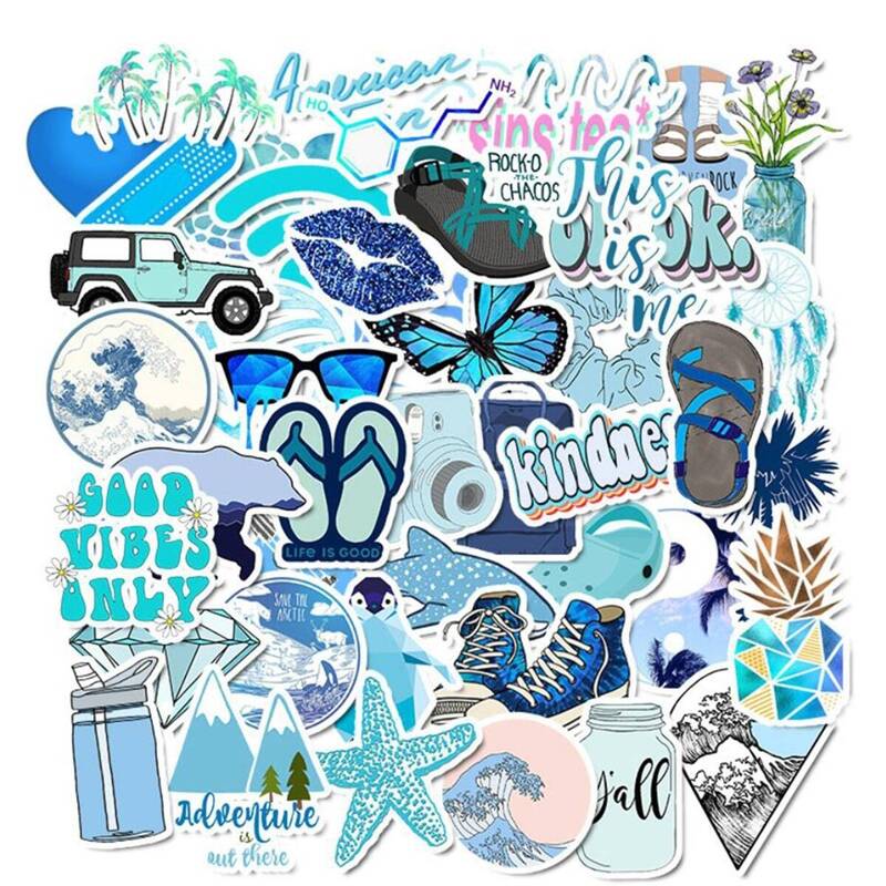 

Blue Series Seaside Landscape Sticker 50pcs, Multicolor