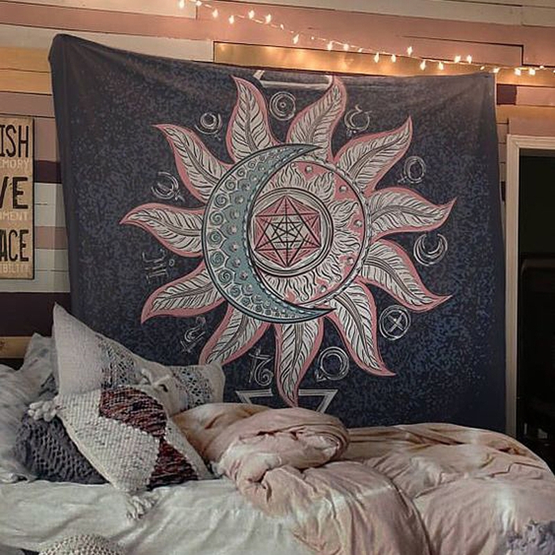 

Abstract Flower & Moon Print Tapestry