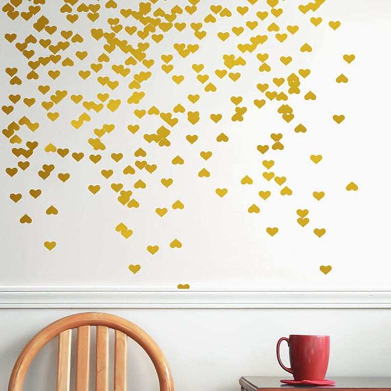 

Gold Heart Print Wall Sticker 45sheets