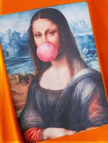 SHEIN Unity Bubblegum Mona Lisa Graphic Tee - Orange - View 3