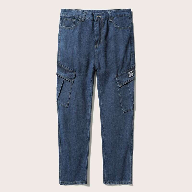 

Guys Solid Flap Pocket Side Cargo Jeans, Navy