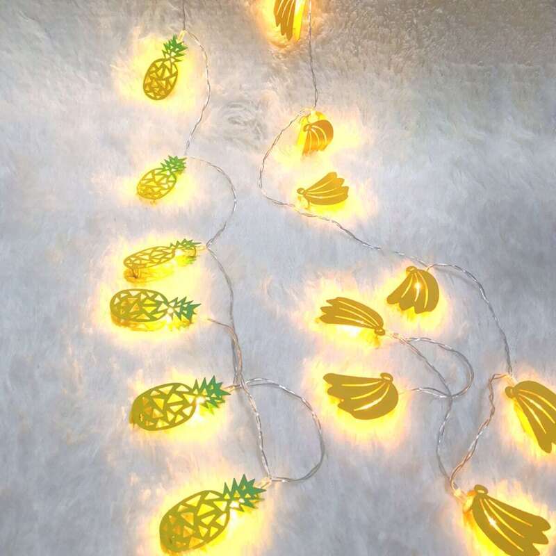 

10pcs Metal Fruit Shaped Bulb String Light, Gold