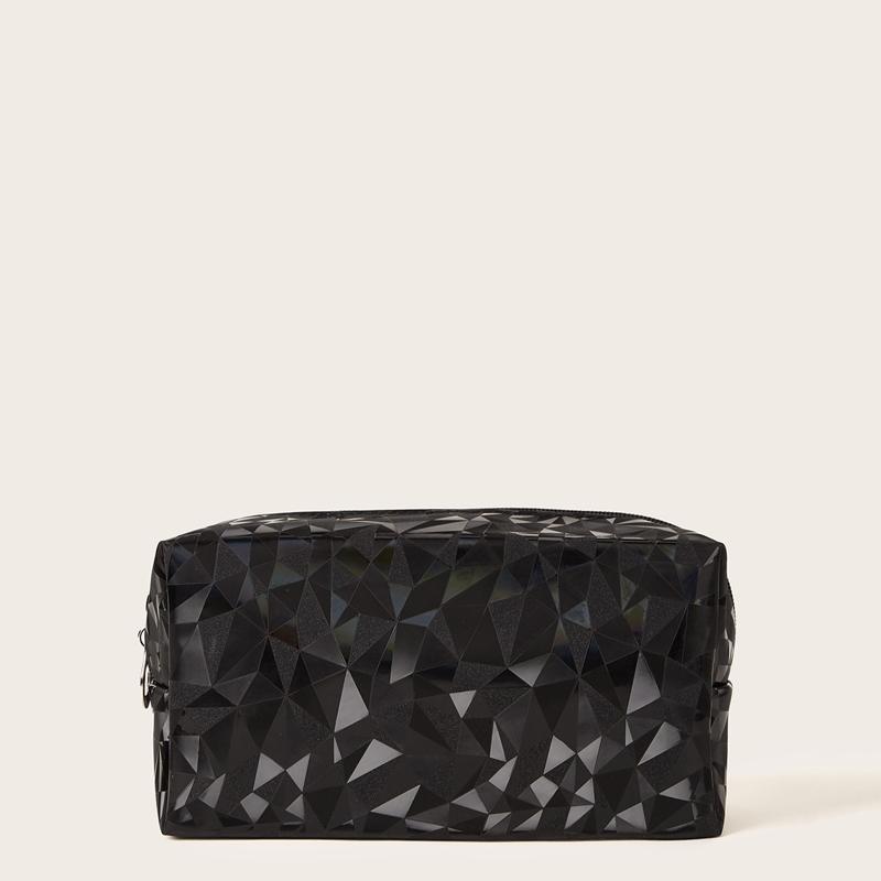 

Geometric Pattern Makeup Bag, Black