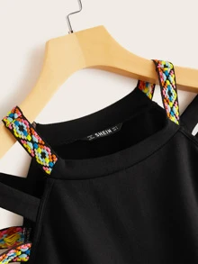 SHEIN Pullover de hombro con abertura - Negro - Ver 3