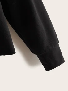 SHEIN Pullover de hombro con abertura - Negro - Ver 4