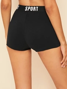 Muchica Leggings Lá thư màu đen Thể thao - màu đen - Xem 2