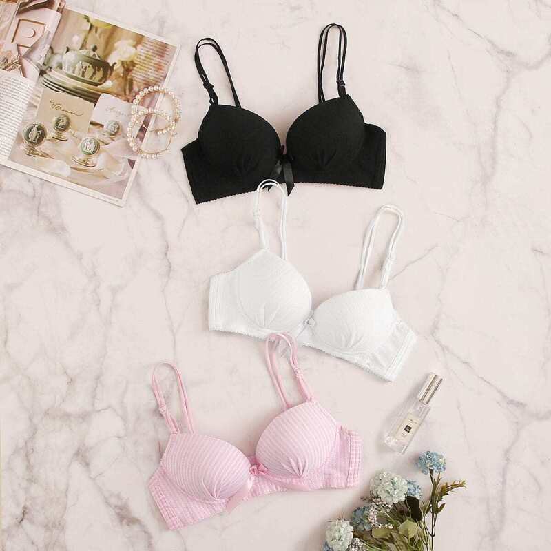 

Double Strap Bra Set 3pack, Multicolor