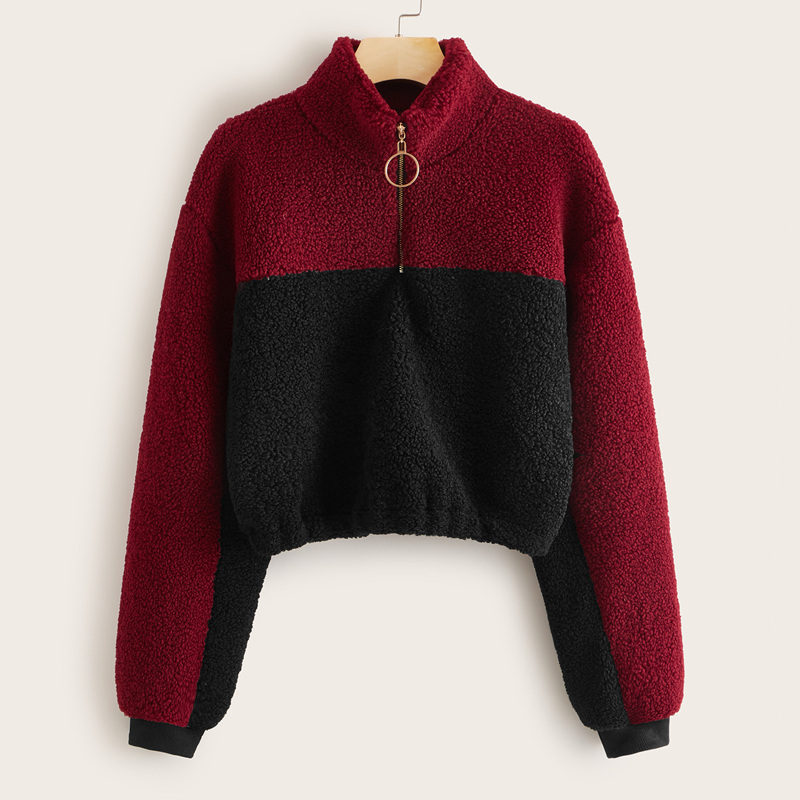 

Half Zip Two Tone Teddy Sweatshirt, Multicolor