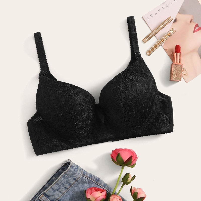 

Adjustable Strap Underwire Bra, Black