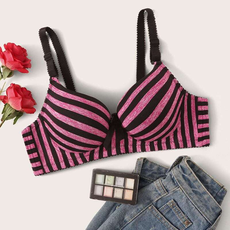 

Striped Adjustable Strap Underwire Bra, Multicolor