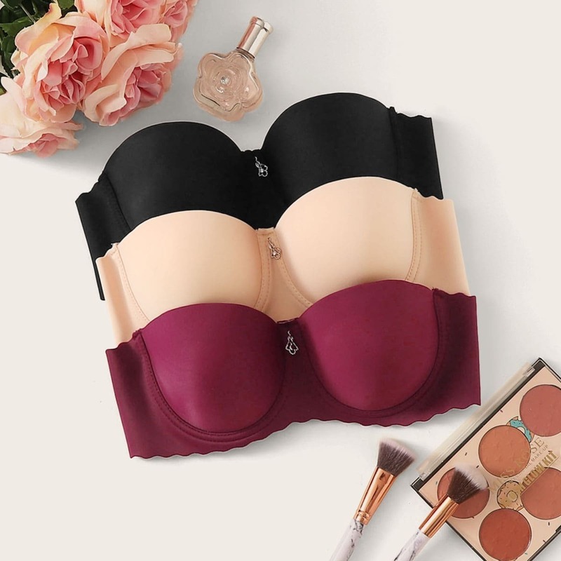 

Detachable Strap Underwire Bra Set 3pack, Multicolor