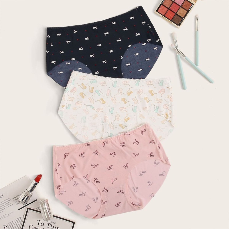 

Cartoon Print Panty Set 3pack, Multicolor