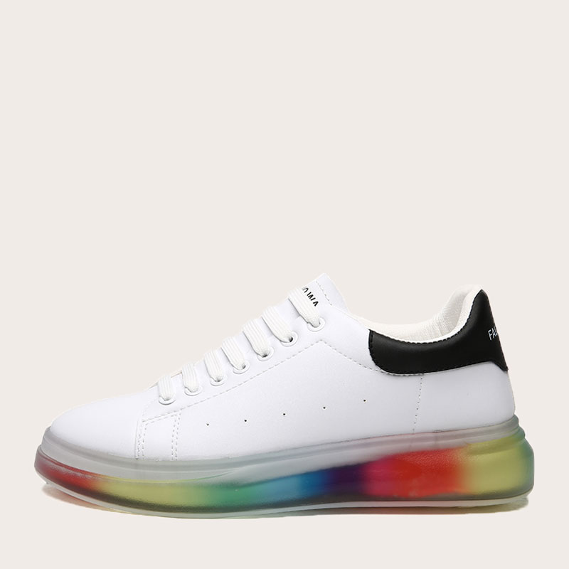 

Guys Rainbow Sole Perforated Sneakers, White