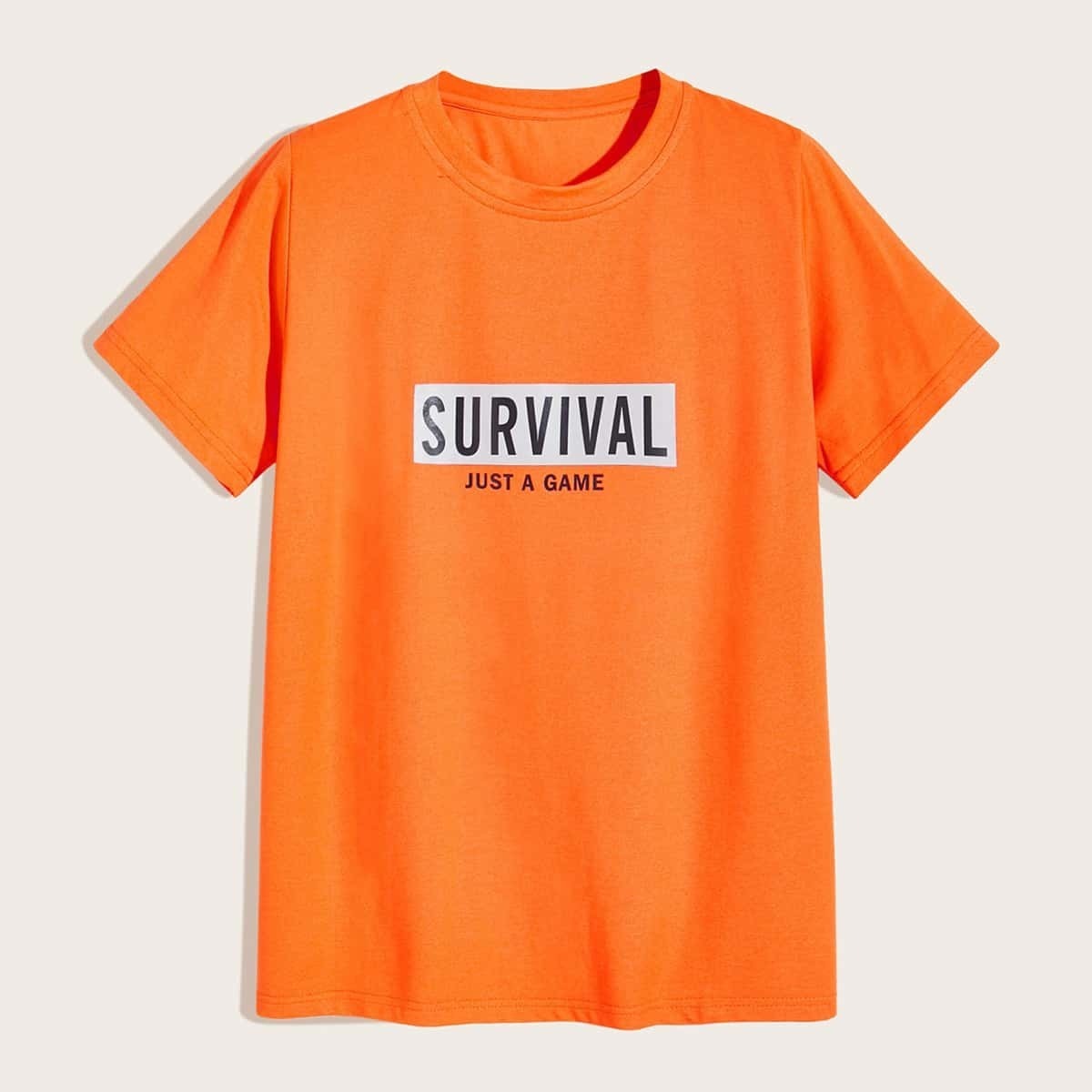 

Guys Neon Orange Letter Print Tee, Orange bright