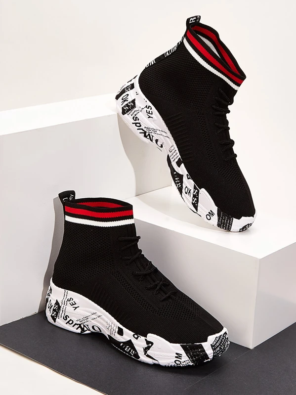 high top knit sneakers
