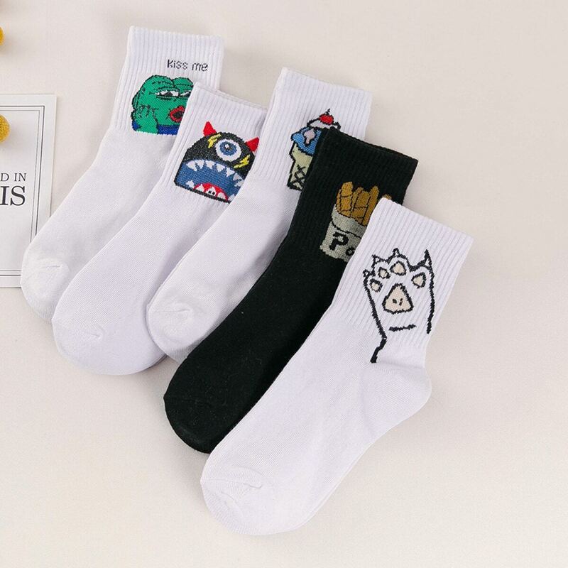 

5pairs Guys Frog & Ice Cream Pattern Socks, Multicolor
