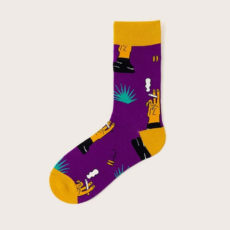 

1pair Guys Cigarette Pattern Socks, Multicolor