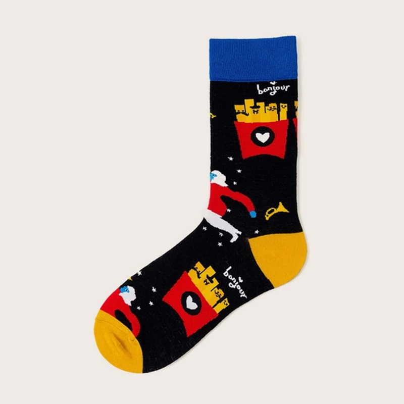 

1pair Guys Heart & Letter Pattern Socks, Multicolor