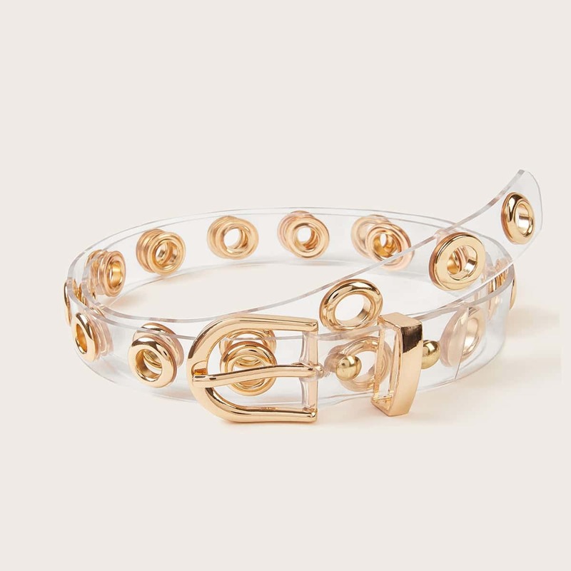 

Transparent Eye Decor Buckle Belt, Clear