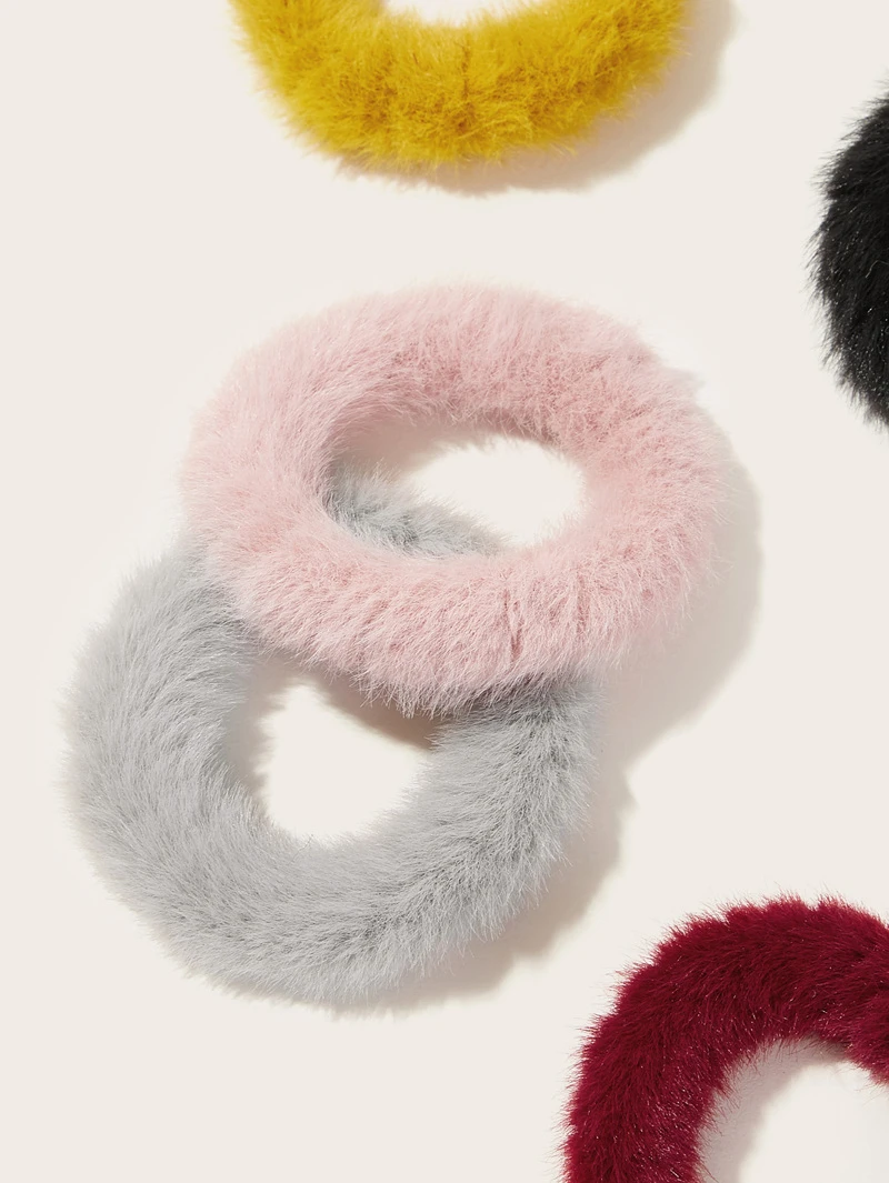 5pcs Fluffy Hair Tie Romwe
