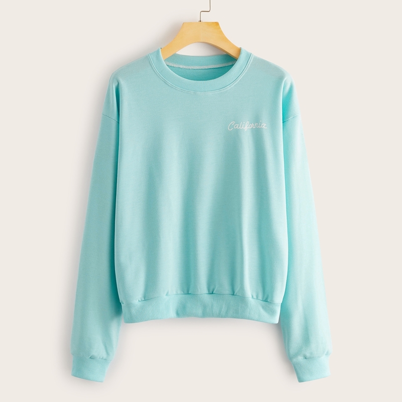 

Letter Print Drop Shoulder Sweatshirt, Blue pastel