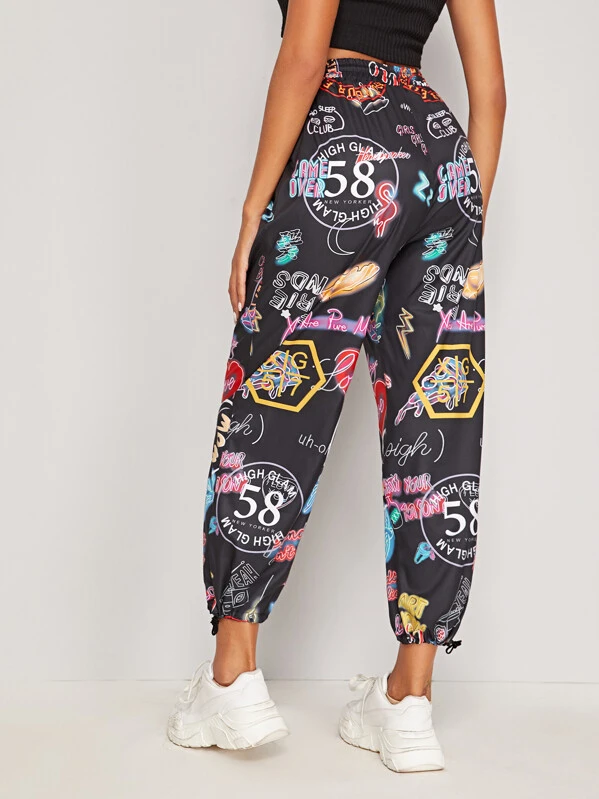 high waisted windbreaker pants