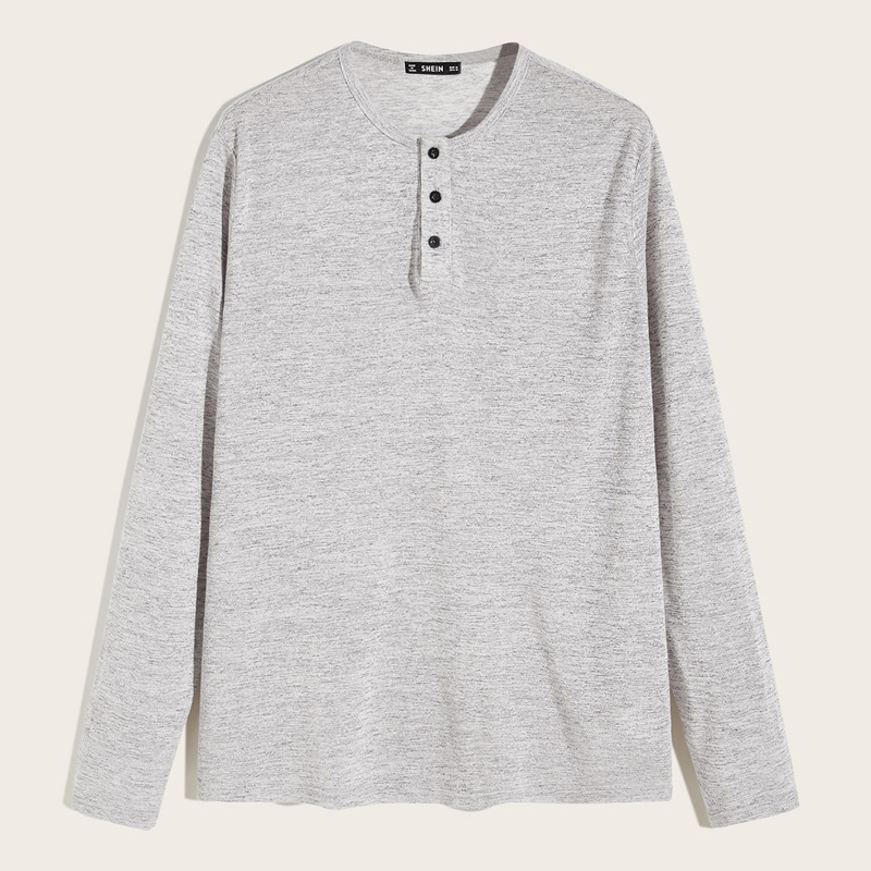 

Guys Button Half Placket Tee, Grey