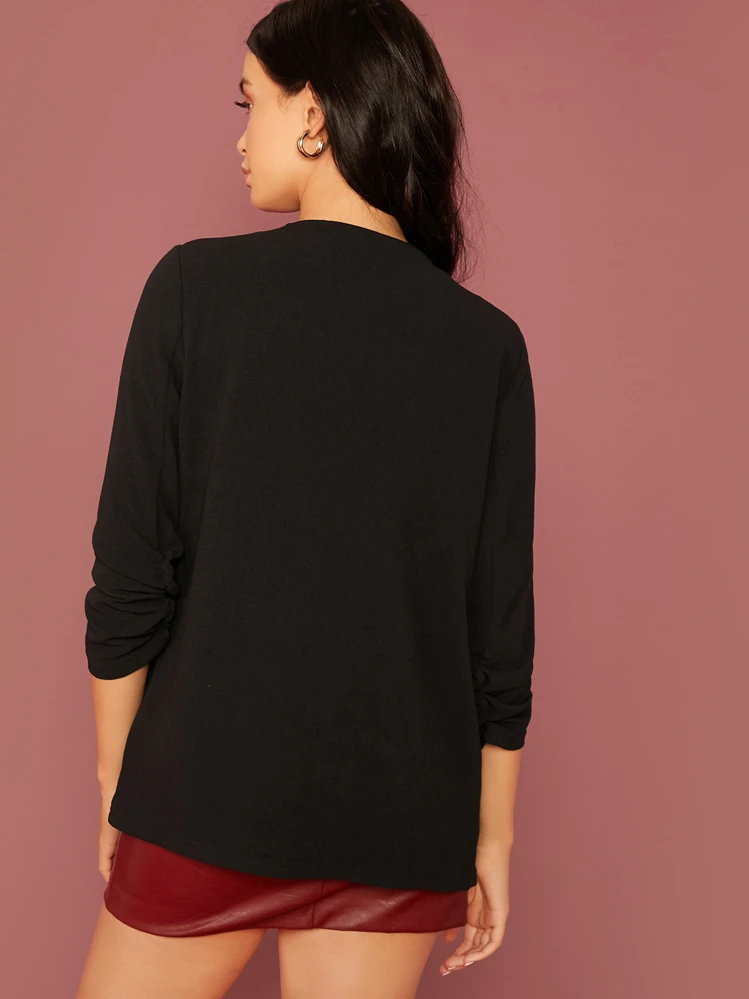 SHEIN LUNE בלייזר דש קדמי פתוח - שחור - ראה 2