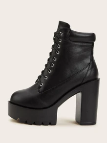 lug sole chunky heel boots