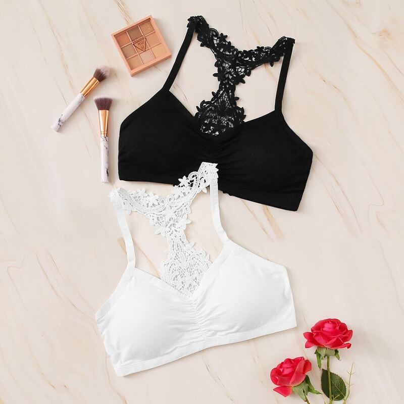 

2pack Guipure Lace Bra Set, Black and white