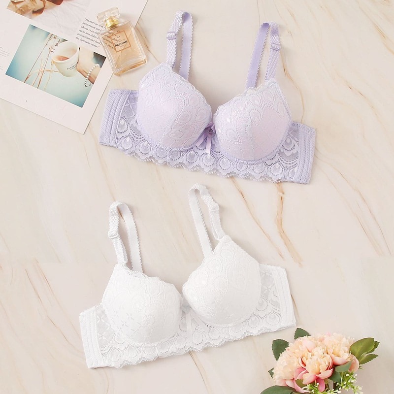 

2pack Floral Lace Underwire Bra Set, Multicolor