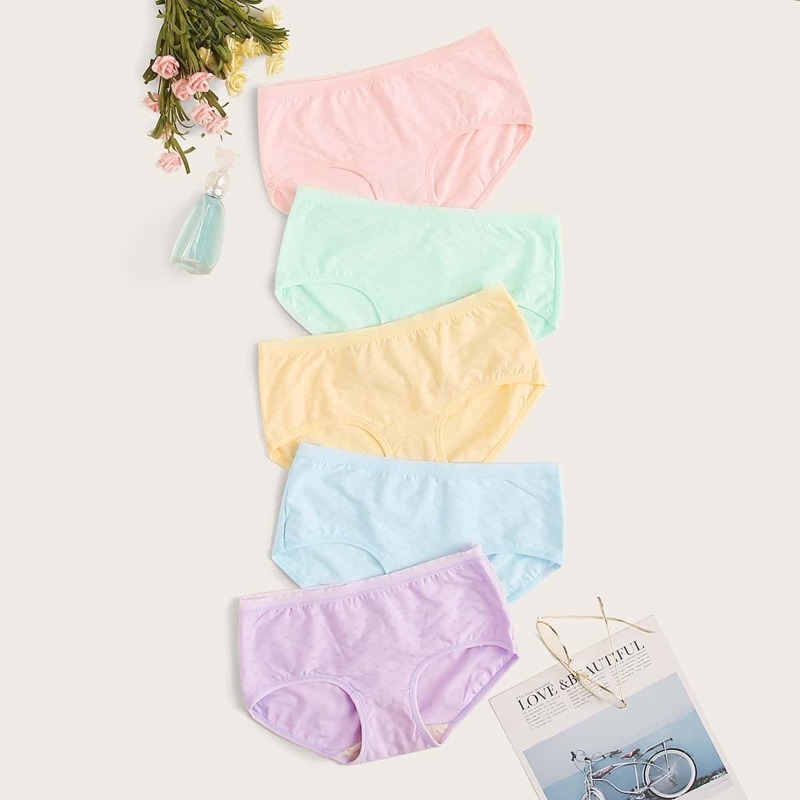 

5pack Heart Print Panty Set, Multicolor