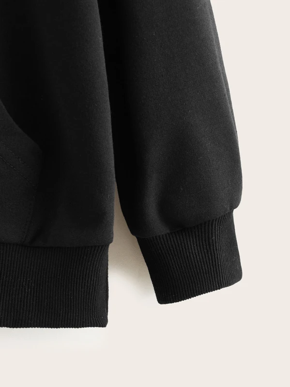 rose print drawstring hoodie