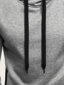 Manfinity Men Contrast Binding Drawstring Hoodie - Grey - View 3